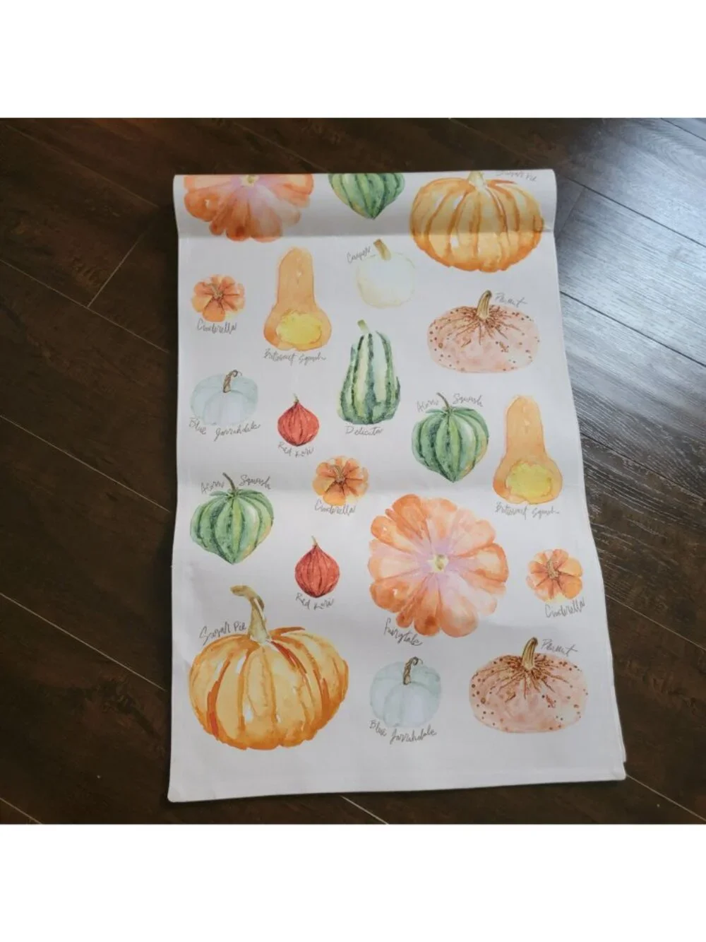 Anthropologie Types Of Pumpkins Squash Table Runner Fall Thanksgiving 16